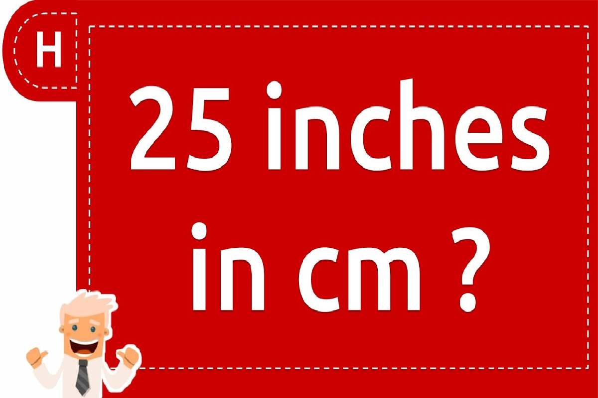 How many are 25 inches in cm centimetres?